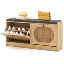 Shoe Storage Bench with Cushion Entryway Rattan Shoe Bench-Natural by LJGDeals