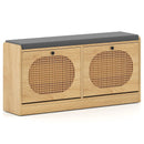 Shoe Storage Bench with Cushion Entryway Rattan Shoe Bench-Natural by LJGDeals