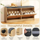 Shoe Storage Bench with Cushion Entryway Rattan Shoe Bench-Natural by LJGDeals
