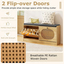 Shoe Storage Bench with Cushion Entryway Rattan Shoe Bench-Natural by LJGDeals