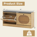Shoe Storage Bench with Cushion Entryway Rattan Shoe Bench-Natural by LJGDeals