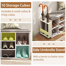 Shoe Storage Bench with Umbrella Stand and Adjustable Shelf-White