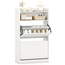 Shoe Storage Cabinet Hidden Shoe Rack with 2 Flip Drawers Adjustable and Removable Shelves-White by LJGDeals