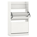 Shoe Storage Cabinet Hidden Shoe Rack with 2 Flip Drawers Adjustable and Removable Shelves-White by LJGDeals