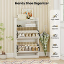 Shoe Storage Cabinet Hidden Shoe Rack with 2 Flip Drawers Adjustable and Removable Shelves-White by LJGDeals