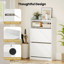 Shoe Storage Cabinet Hidden Shoe Rack with 2 Flip Drawers Adjustable and Removable Shelves-White by LJGDeals