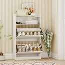 Shoe Storage Cabinet Hidden Shoe Rack with 2 Flip Drawers Adjustable and Removable Shelves-White by LJGDeals