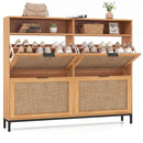 Shoe Storage Cabinet with 4 Flip Drawers Narrow Freestanding Shoe Organizer with Adjustable Shelves by DirectDeals