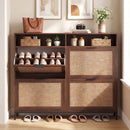 Shoe Storage Cabinet with 4 Flip Drawers Narrow Freestanding Shoe Organizer with Adjustable Shelves by LJGDeals
