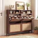 Shoe Storage Cabinet with 4 Flip Drawers Narrow Freestanding Shoe Organizer with Adjustable Shelves by LJGDeals