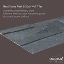 Shuttle Gray - Self-Adhesive 3D Peel & Stick Real Stacked Stone Tiles [Pack of 10] by Stone World LLC