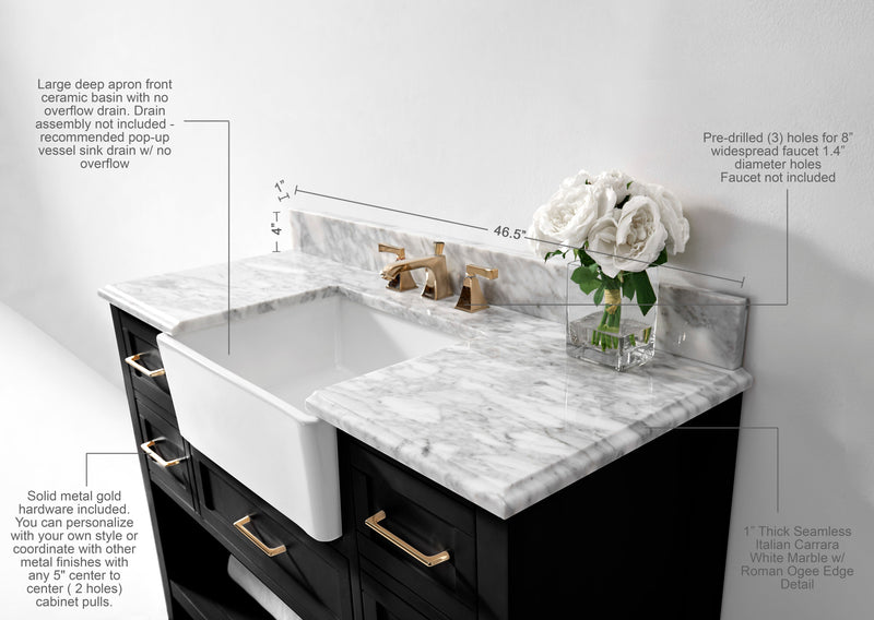 Hayley Bathroom Vanity with Sink and Carrara White Marble Top Cabinet Set