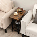 Side End Table with Charging Station Flip-Up Top for Living Room-Rustic Brown by LJGDeals