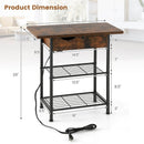 Side End Table with Charging Station Flip-Up Top for Living Room-Rustic Brown by LJGDeals