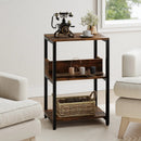 Side End Table with Charging Station and Open Shelves-Rustic Brown by LJGDeals