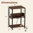Side End Table with Charging Station and Open Shelves-Rustic Brown by LJGDeals