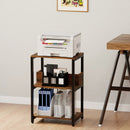 Side End Table with Charging Station and Open Shelves-Rustic Brown by LJGDeals