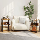 Side End Table with Charging Station and Open Shelves-Rustic Brown by LJGDeals