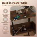 Side End Table with Charging Station and Open Shelves-Rustic Brown by LJGDeals