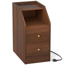 Side End Table with Charging Station Sofa Couch Table with Shelf Drawers by LJGDeals