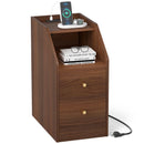 Side End Table with Charging Station Sofa Couch Table with Shelf Drawers by LJGDeals