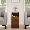 Side End Table with Charging Station Sofa Couch Table with Shelf Drawers by LJGDeals