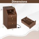 Side End Table with Charging Station Sofa Couch Table with Shelf Drawers by LJGDeals