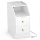 Side End Table with Charging Station Sofa Couch Table with Shelf Drawers by LJGDeals