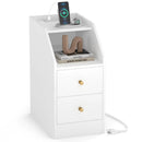 Side End Table with Charging Station Sofa Couch Table with Shelf Drawers by LJGDeals