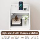 Side End Table with Charging Station Sofa Couch Table with Shelf Drawers by LJGDeals