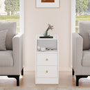Side End Table with Charging Station Sofa Couch Table with Shelf Drawers