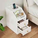 Side End Table with Charging Station Sofa Couch Table with Shelf Drawers by LJGDeals