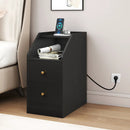Side End Table with Charging Station Sofa Couch Table with Shelf Drawers by LJGDeals