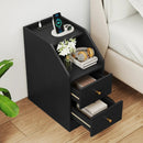 Side End Table with Charging Station Sofa Couch Table with Shelf Drawers by LJGDeals