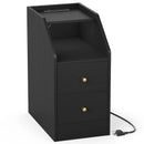 Side End Table with Charging Station Sofa Couch Table with Shelf Drawers by LJGDeals