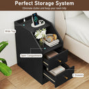 Side End Table with Charging Station Sofa Couch Table with Shelf Drawers by LJGDeals