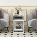 S-Shaped Side Table with Unique S-shaped Frame and 2 Open Compartments-White by LJGDeals