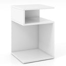 S-Shaped Side Table with Unique S-shaped Frame and 2 Open Compartments-White by LJGDeals