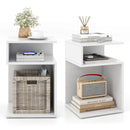 S-Shaped Side Table with Unique S-shaped Frame and 2 Open Compartments-White by DirectDeals