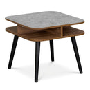 Side Table Faux Marble End Table with Storage Shelves and Rubber Wood Legs by LJGDeals