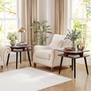 Side Table Faux Marble End Table with Storage Shelves and Rubber Wood Legs by LJGDeals