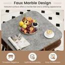 Side Table Faux Marble End Table with Storage Shelves and Rubber Wood Legs by LJGDeals