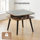 Side Table Faux Marble End Table with Storage Shelves and Rubber Wood Legs by LJGDeals