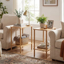 Side Table Set of 2 2-Tier Bamboo End Table with Storage Shelves Rectangular Tea Sofa Table-Natural by LJGDeals