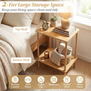 Side Table Set of 2 2-Tier Bamboo End Table with Storage Shelves Rectangular Tea Sofa Table-Natural by LJGDeals