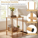 Side Table Set of 2 2-Tier Bamboo End Table with Storage Shelves Rectangular Tea Sofa Table-Natural by LJGDeals
