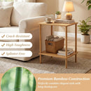 Side Table Set of 2 2-Tier Bamboo End Table with Storage Shelves Rectangular Tea Sofa Table-Natural by LJGDeals