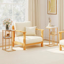 Side Table Set of 2 with Storage Shelves and Bamboo Construction-Natural by LJGDeals