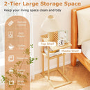 Side Table Set of 2 with Storage Shelves and Bamboo Construction-Natural by LJGDeals
