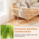 Side Table Set of 2 with Storage Shelves and Bamboo Construction-Natural by LJGDeals